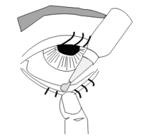 Diagram showing how to use eye drops