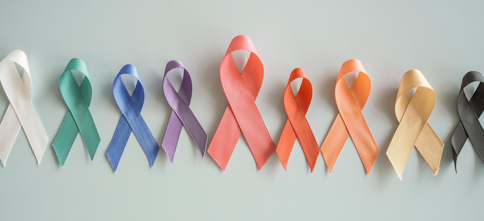 Different colour ribbons in a circle.