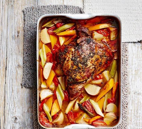 Slow-cooked lamb and autumn veg one pot