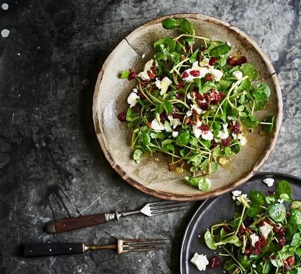 Goat's cheese, sunflower seed and cranberry salad
