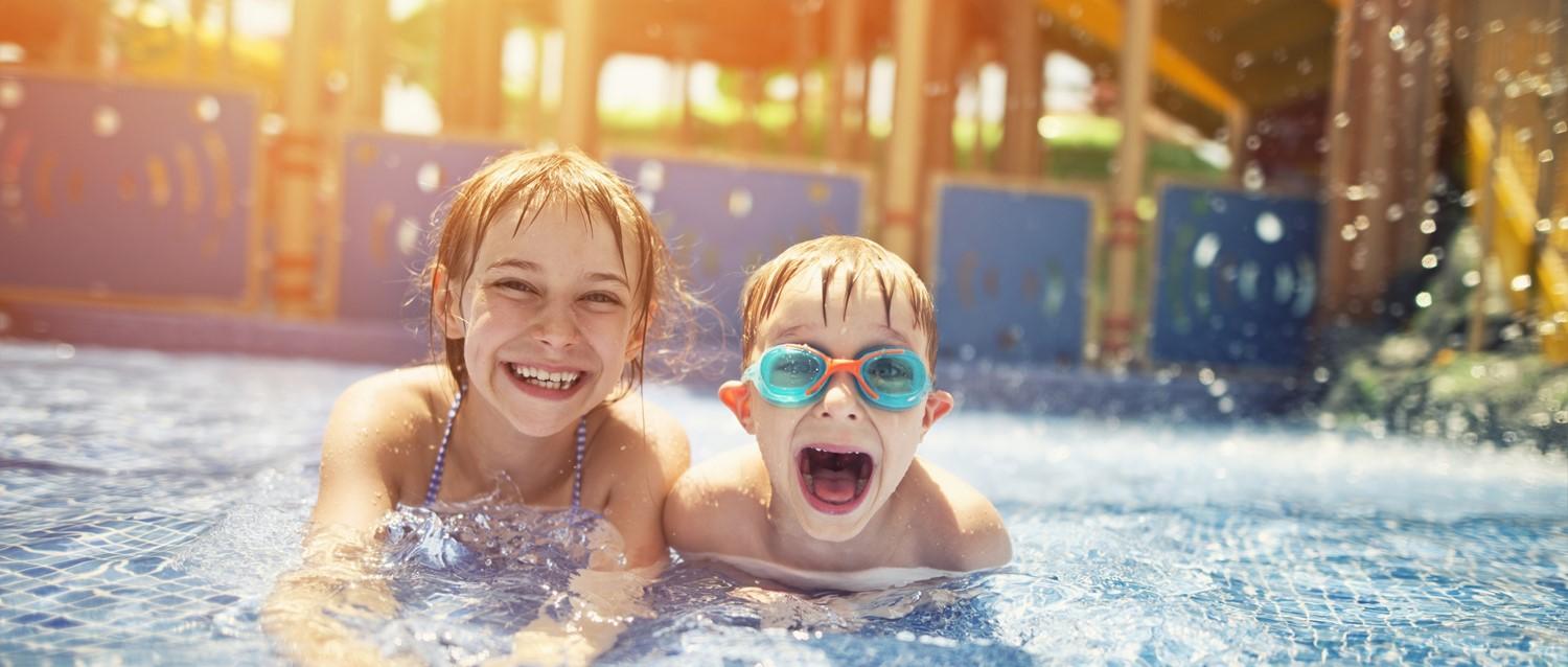 Children playing by pool