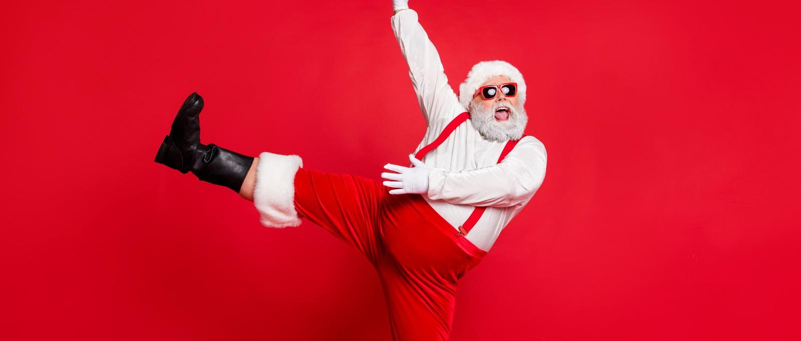 Photo of a dancing Santa